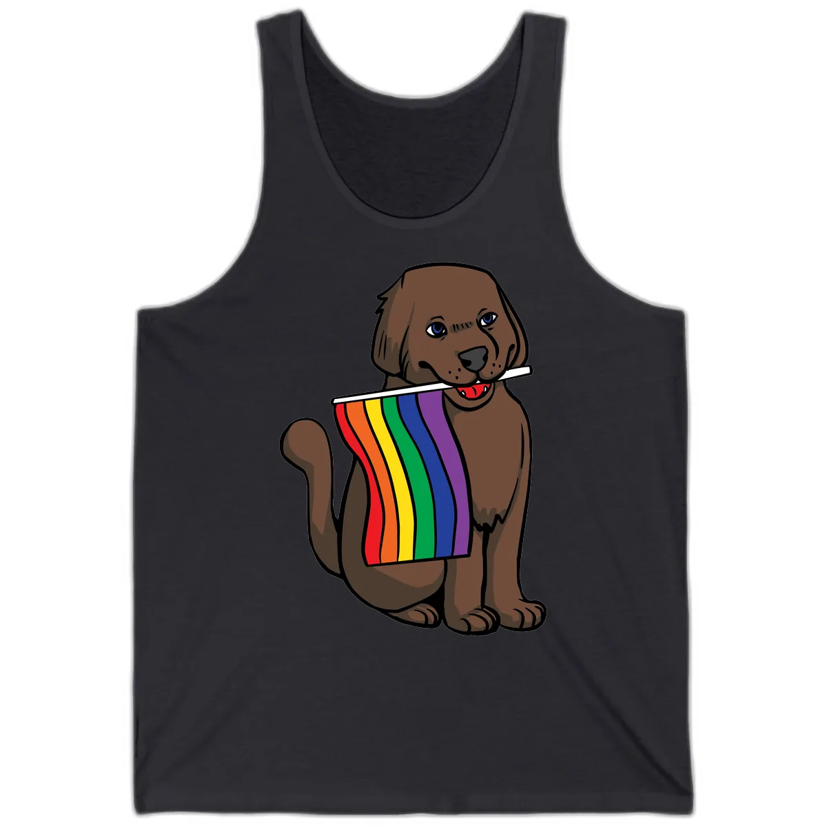 Rainbow Pride Dog Tank in Dark Grey