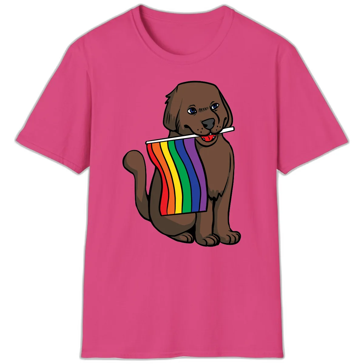 Rainbow Pride Dog T-Shirt in Heliconia