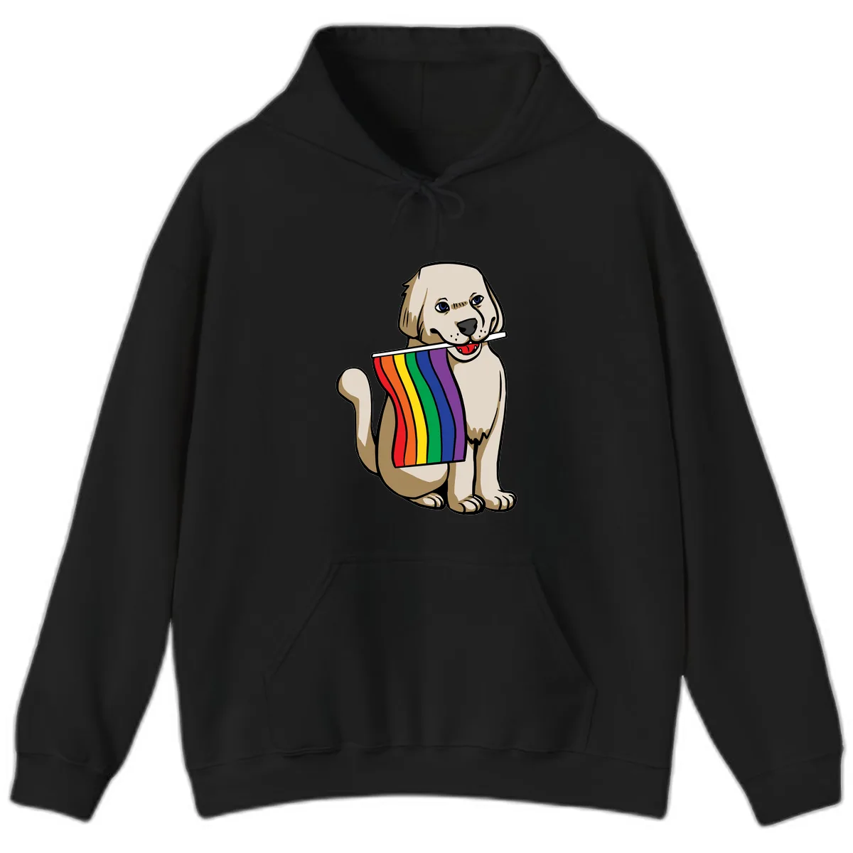 Rainbow Pride Puppy Hoodie in Black