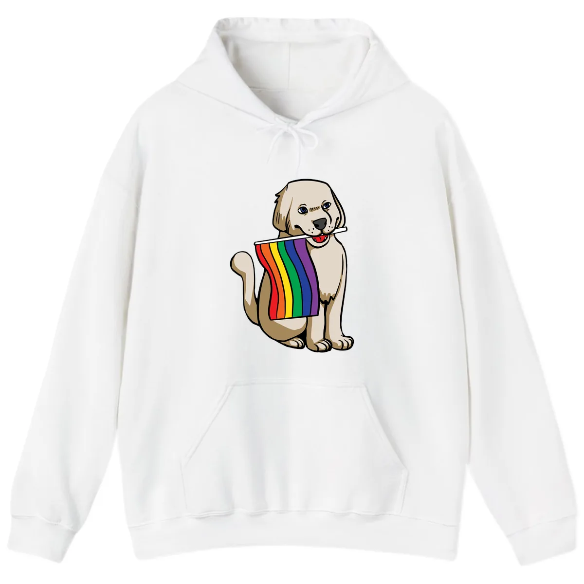 Rainbow Pride Puppy Hoodie in White