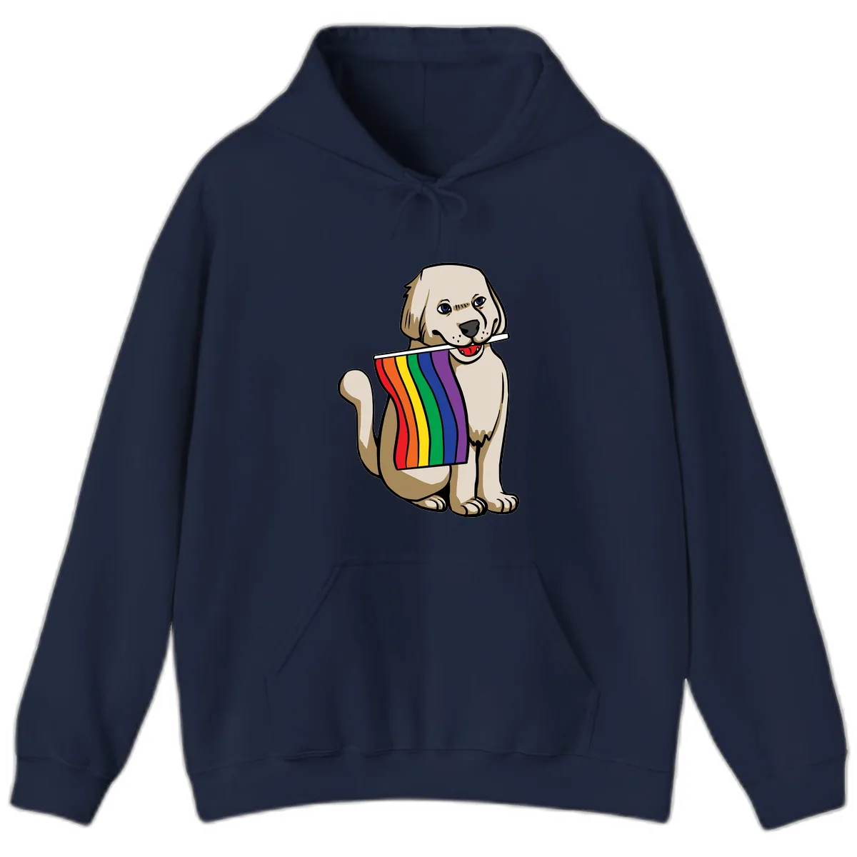 Rainbow Pride Puppy Hoodie in Navy