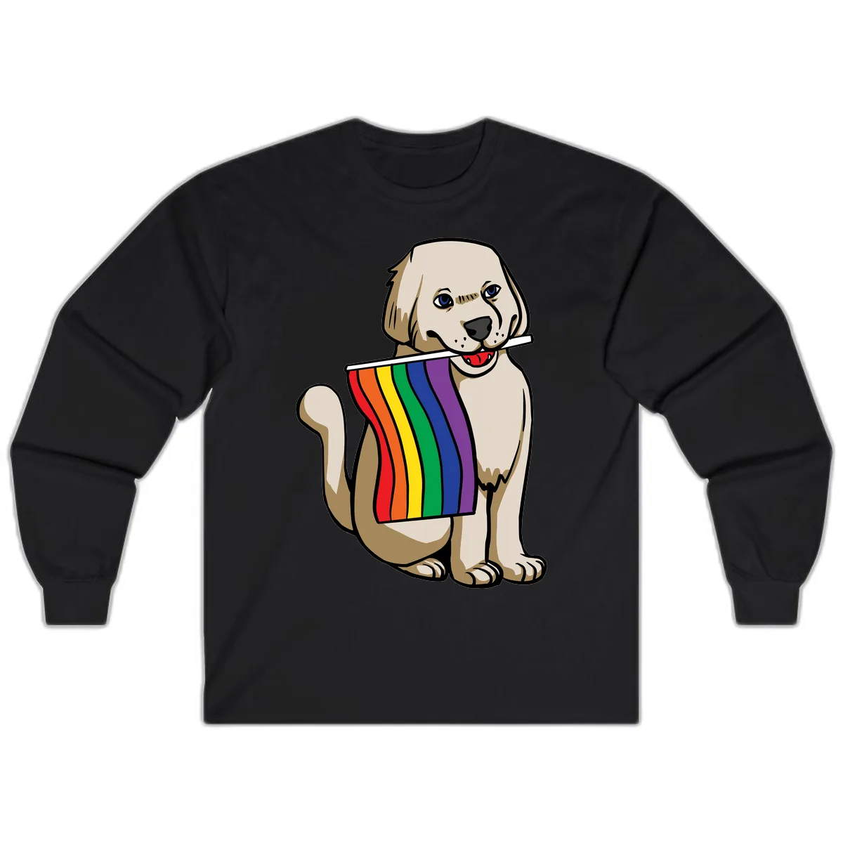 Rainbow Pride Puppy Long Sleeve in Black
