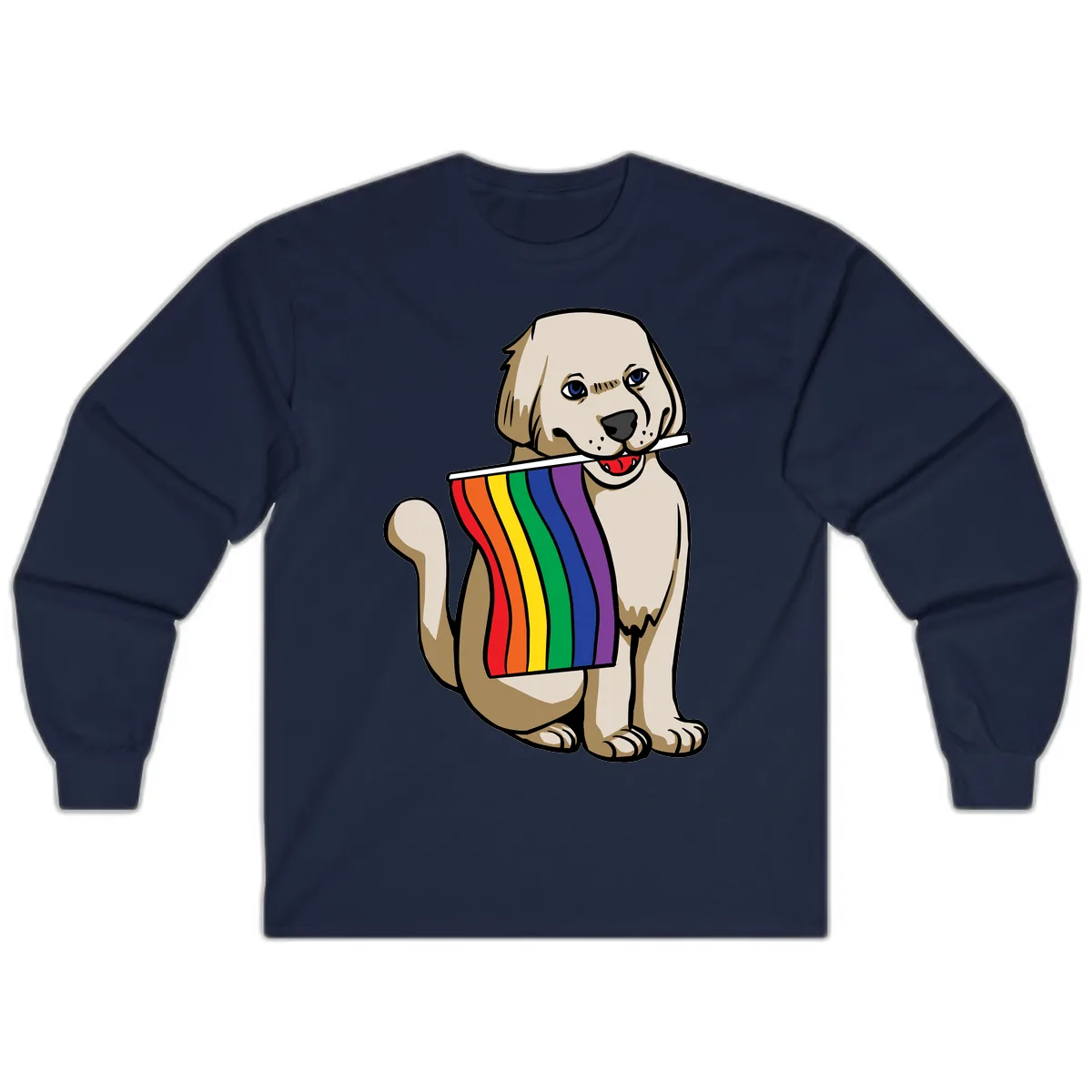 Rainbow Pride Puppy Long Sleeve in Navy