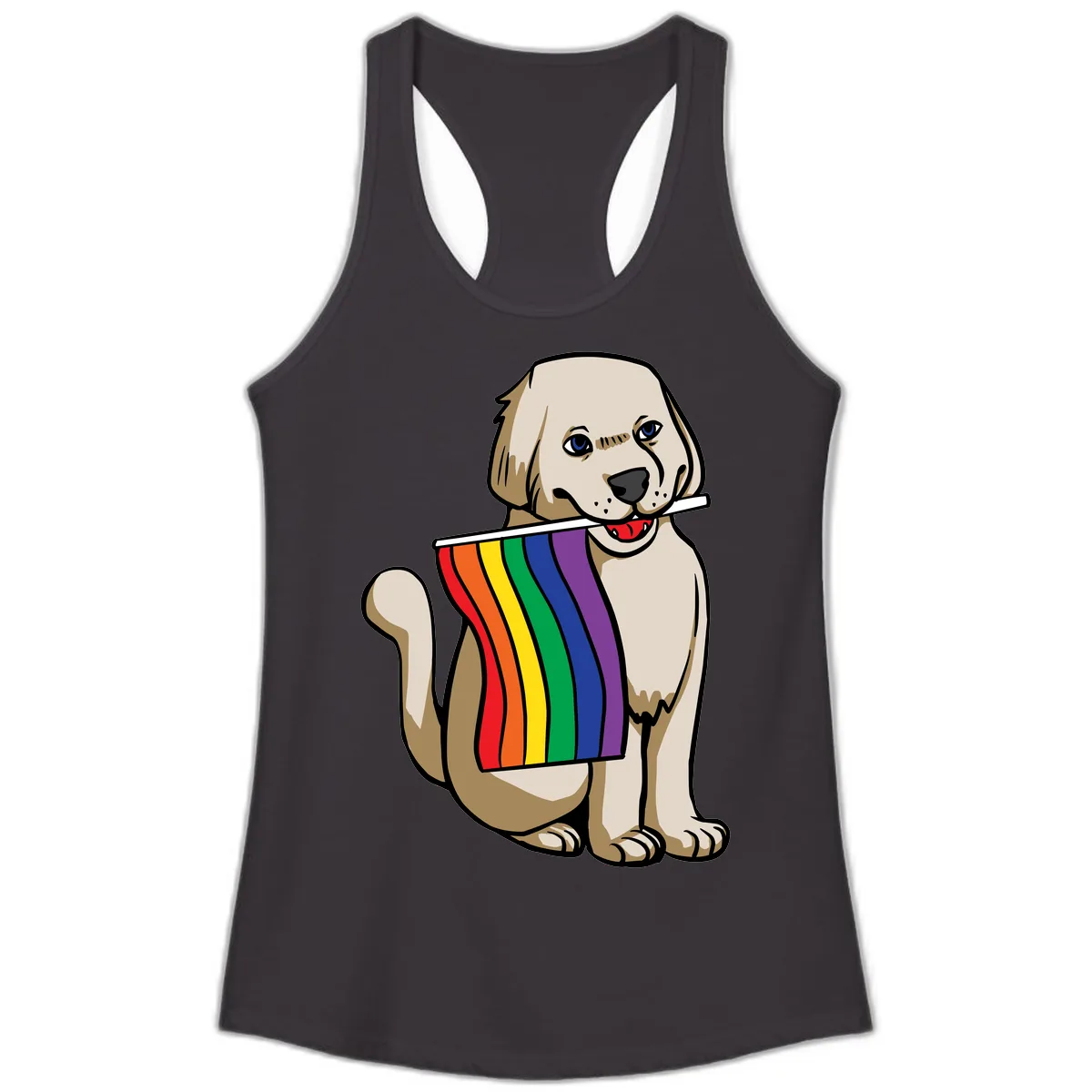 Rainbow Pride Puppy Ladies Tank in Black