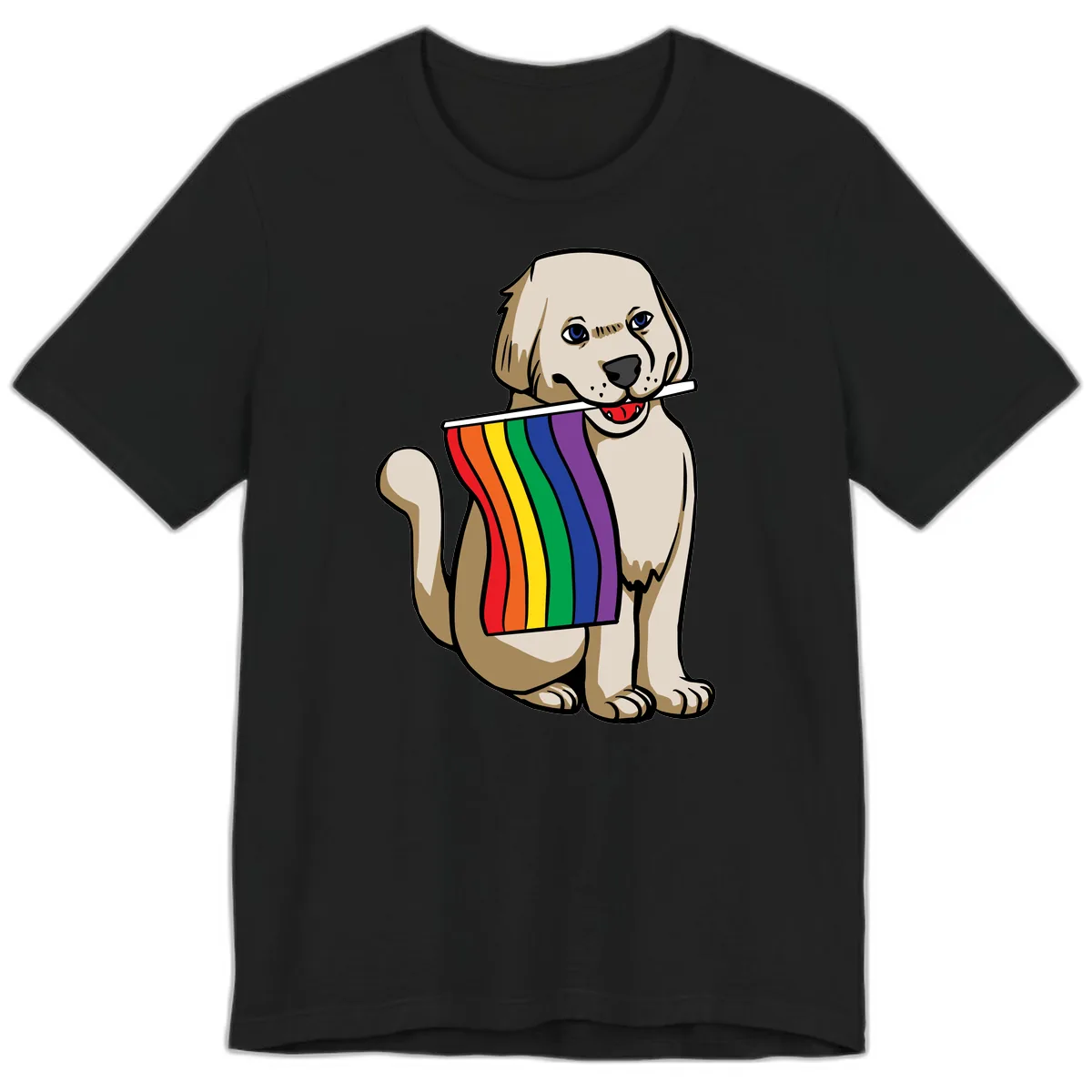 Rainbow Pride Puppy Premium T-Shirt in Black