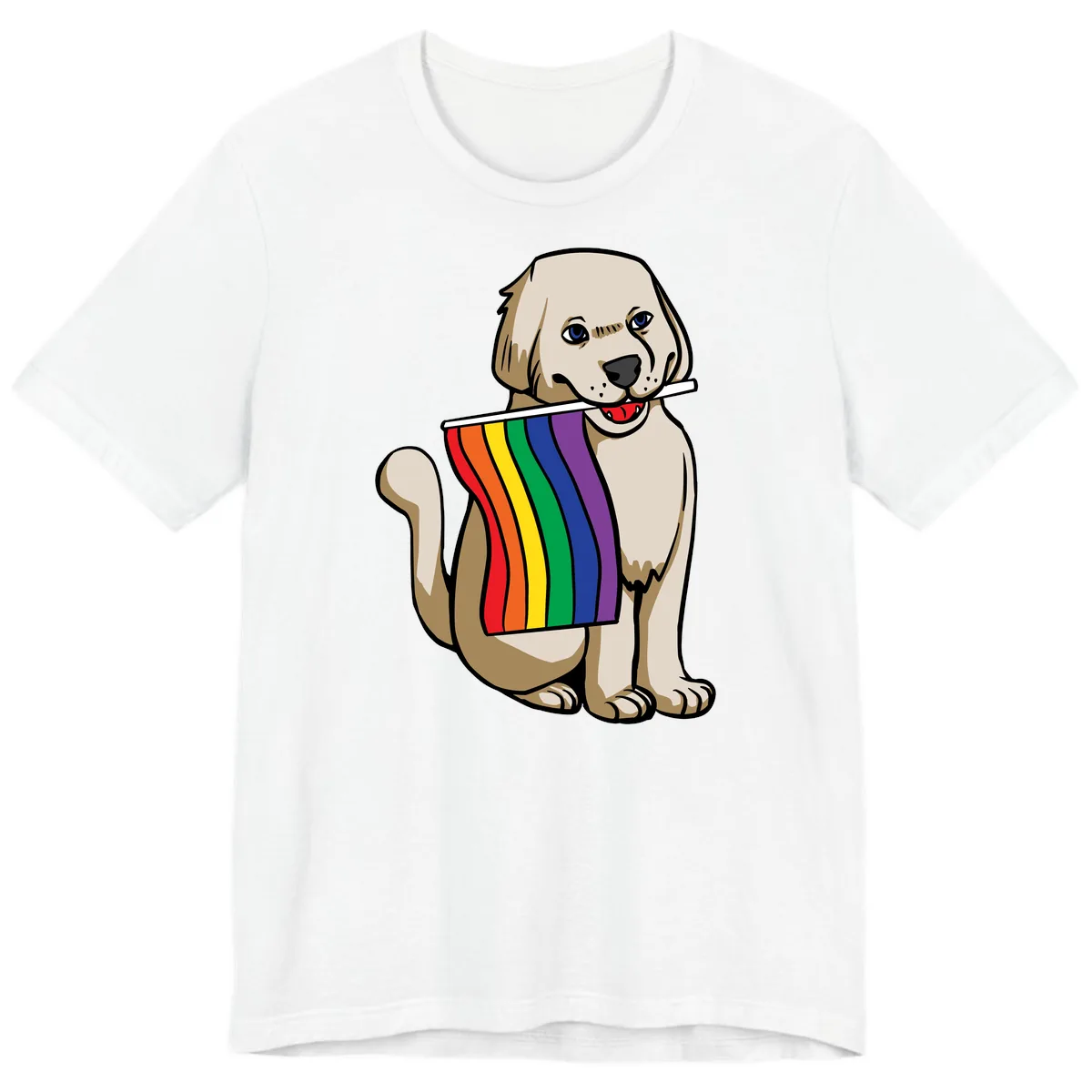 Rainbow Pride Puppy Premium T-Shirt in White