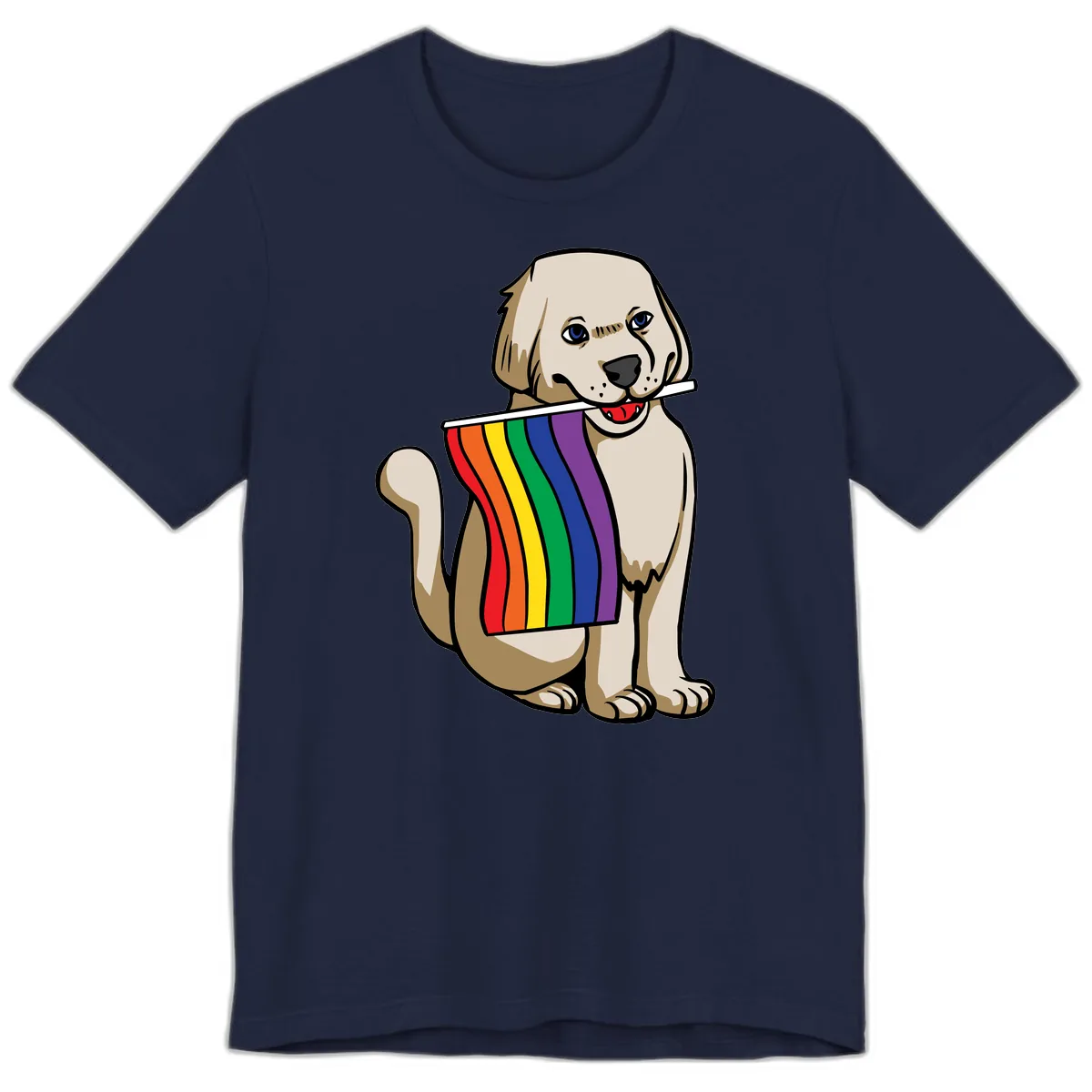 Rainbow Pride Puppy Premium T-Shirt in Navy
