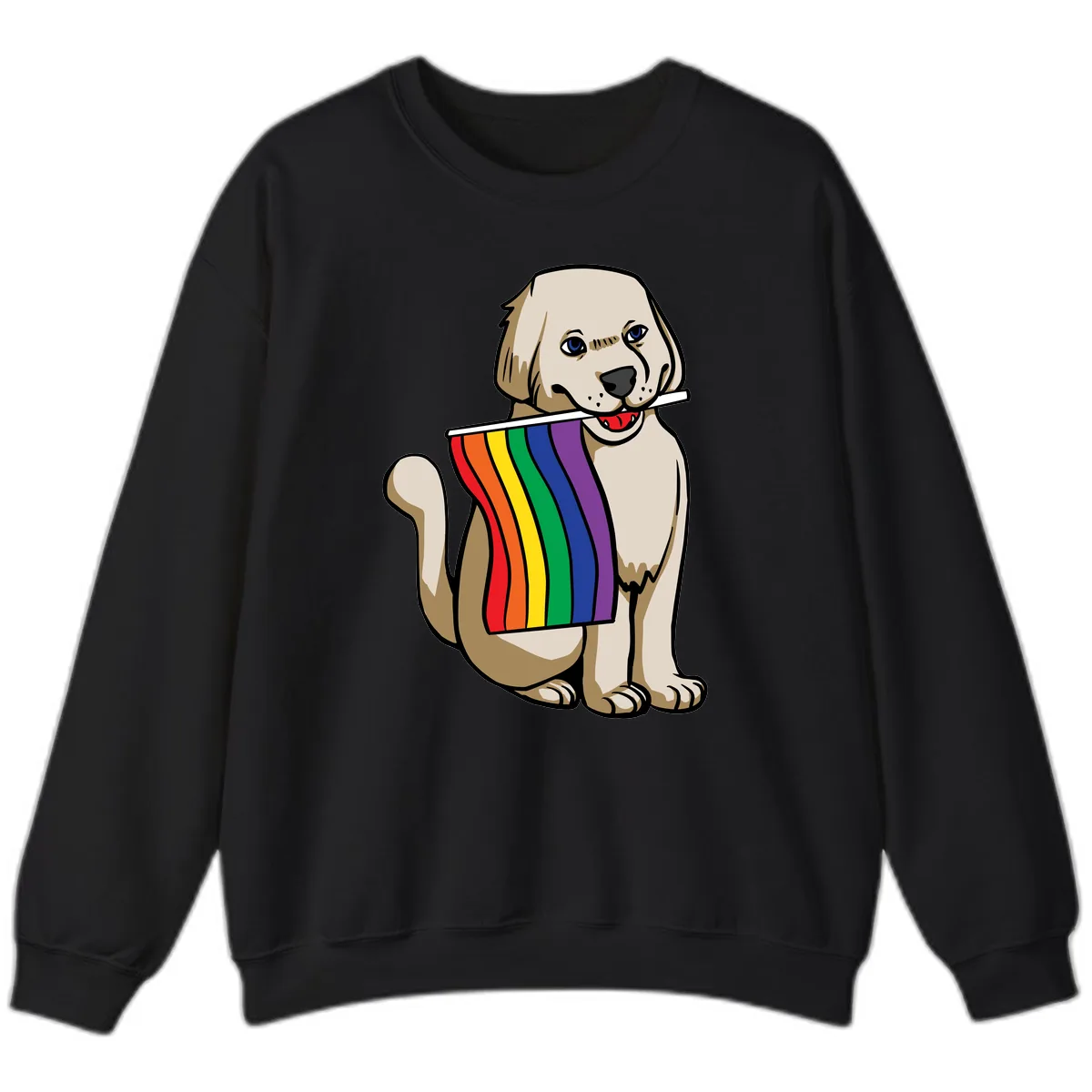Rainbow Pride Puppy Sweatshirt in Black