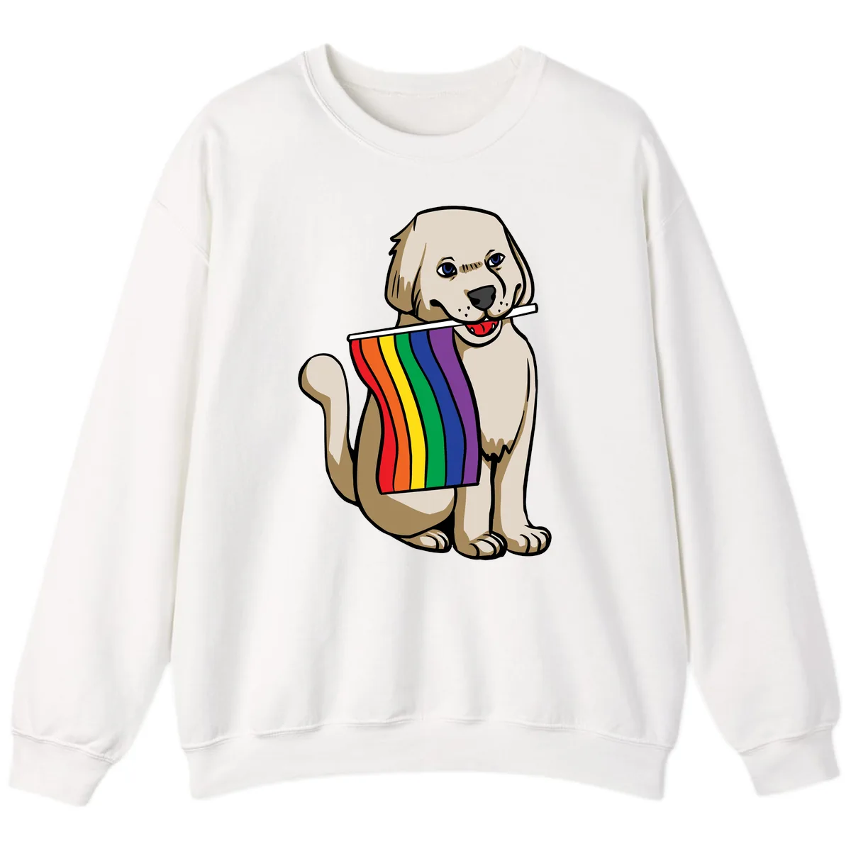Rainbow Pride Puppy Sweatshirt in White