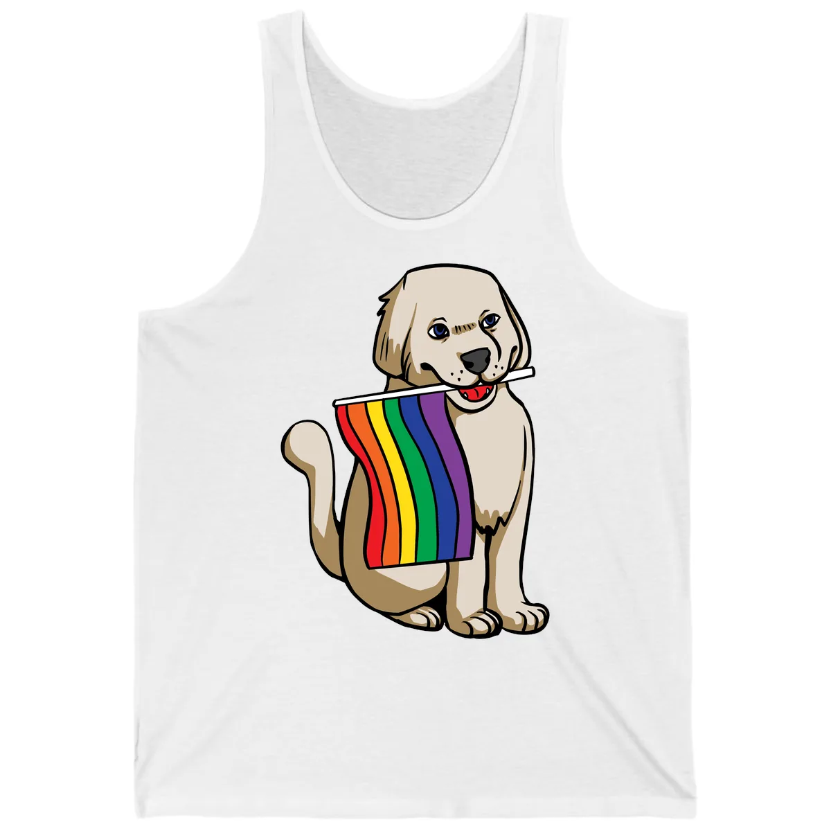 Rainbow Pride Puppy Tank in White