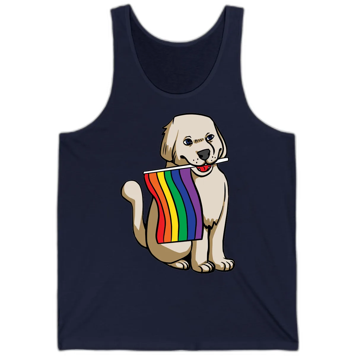 Rainbow Pride Puppy Tank in Navy
