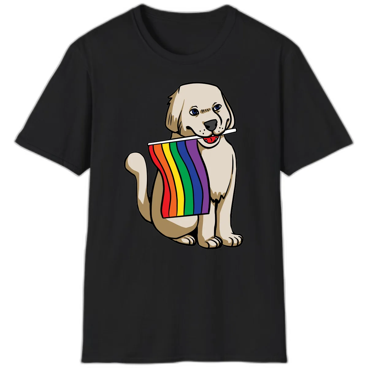 Rainbow Pride Puppy T-Shirt in Black