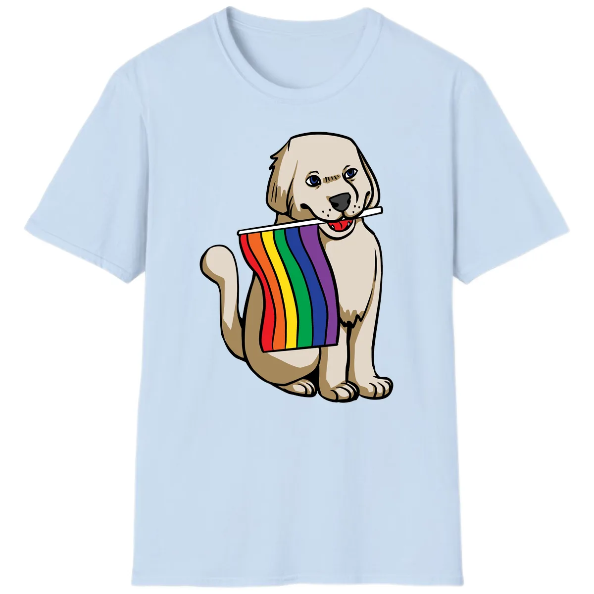 Rainbow Pride Puppy T-Shirt in Light Blue