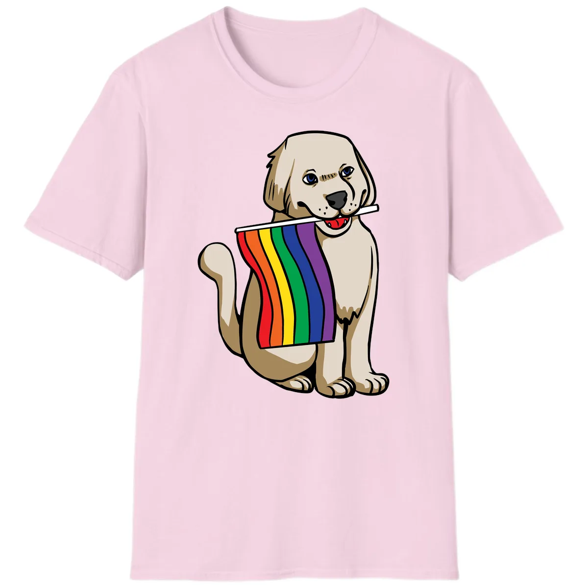 Rainbow Pride Puppy T-Shirt in Light Pink