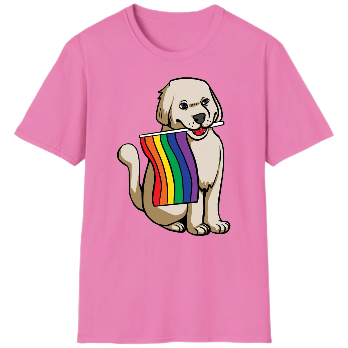 Rainbow Pride Puppy T-Shirt in Azalea