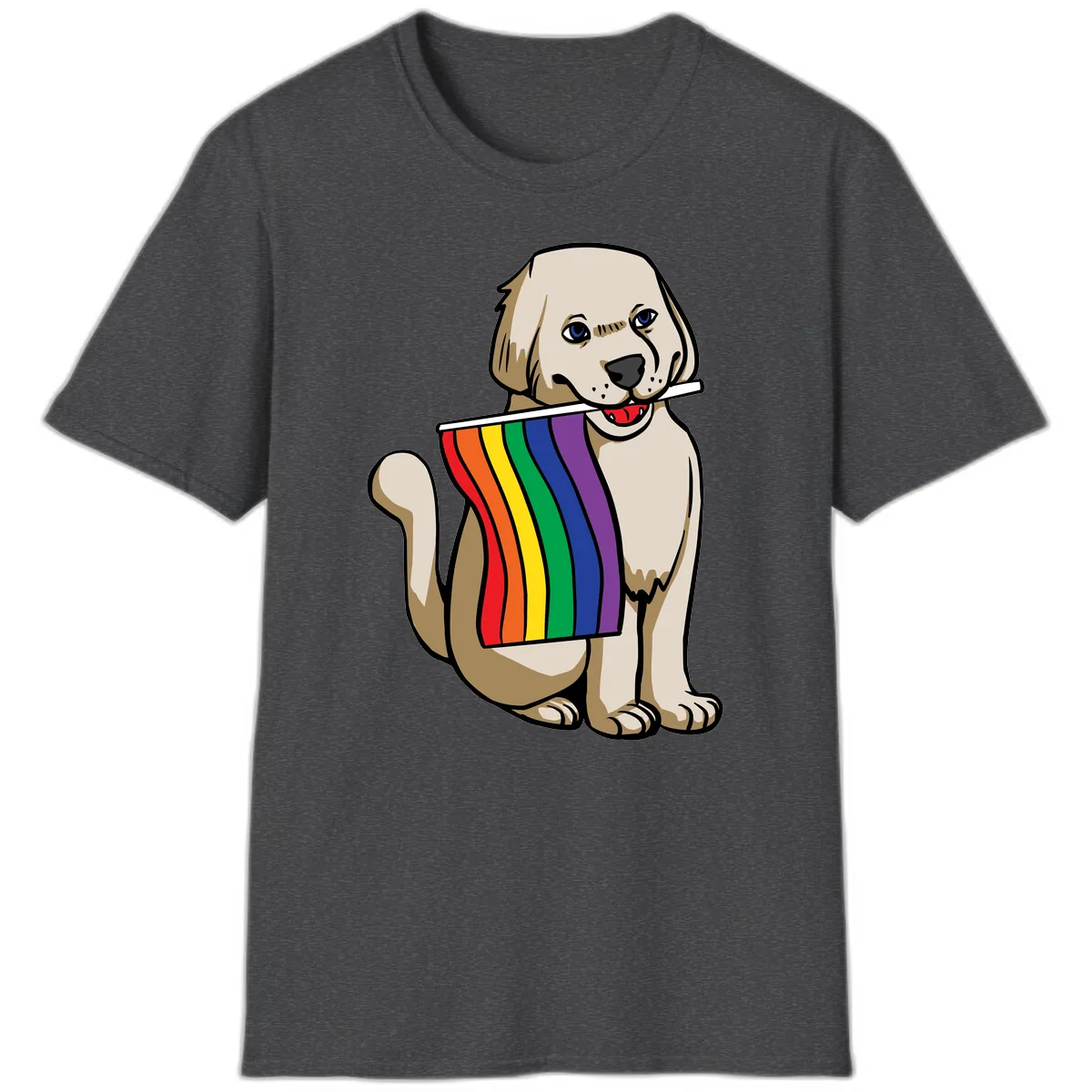 Rainbow Pride Puppy T-Shirt in Dark Heather
