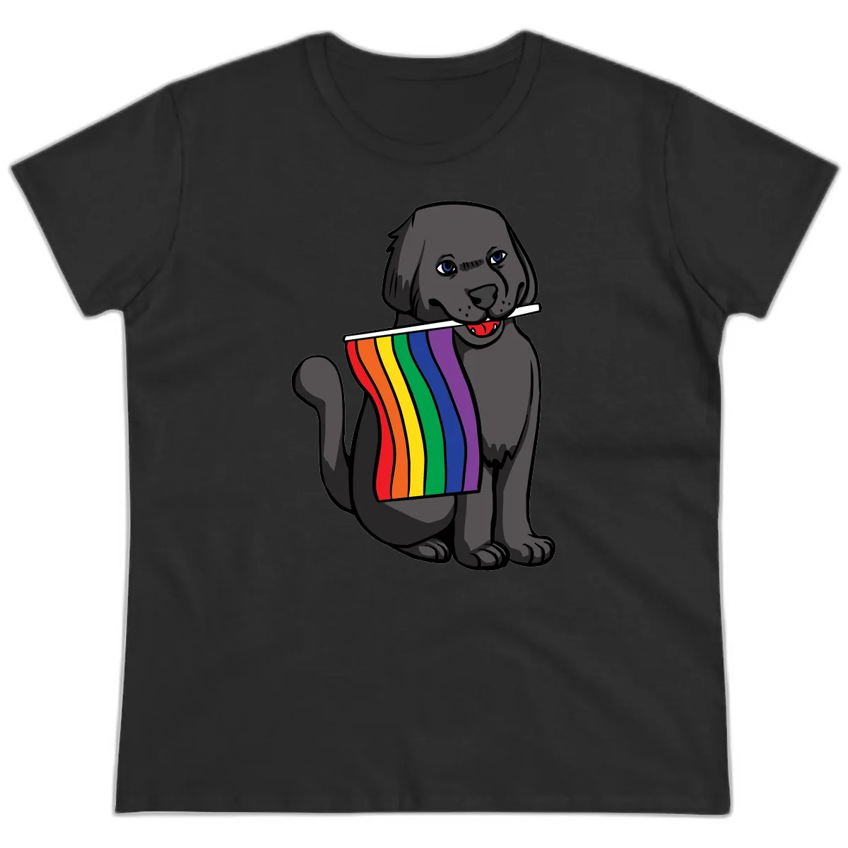 Rainbow Pride Pup Ladies Tee in Black