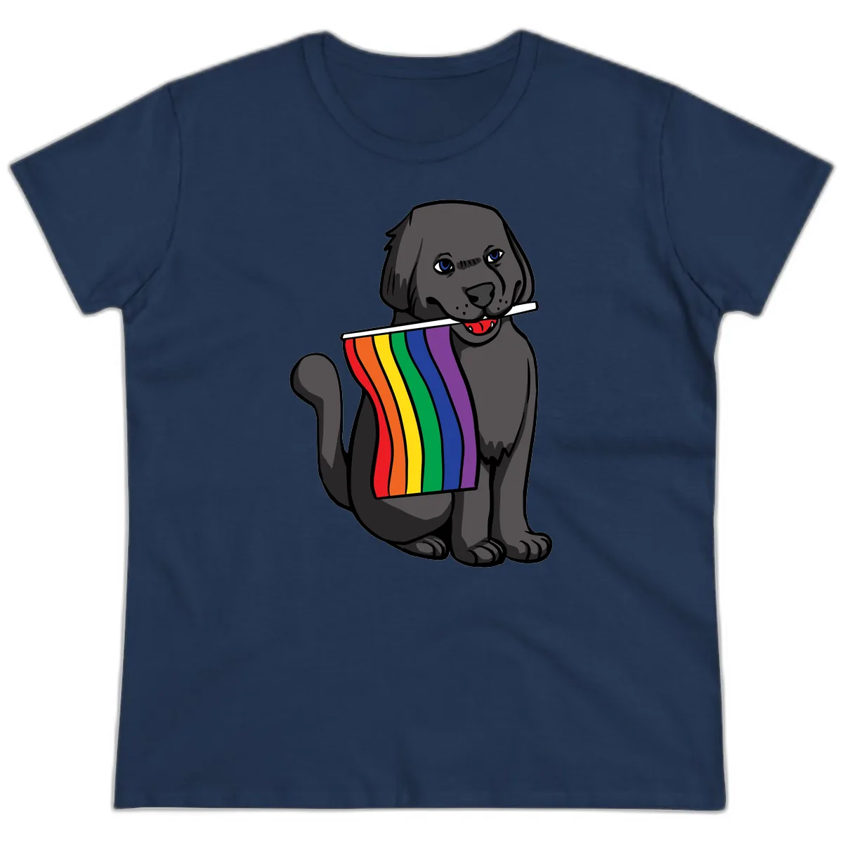Rainbow Pride Pup Ladies Tee in Navy