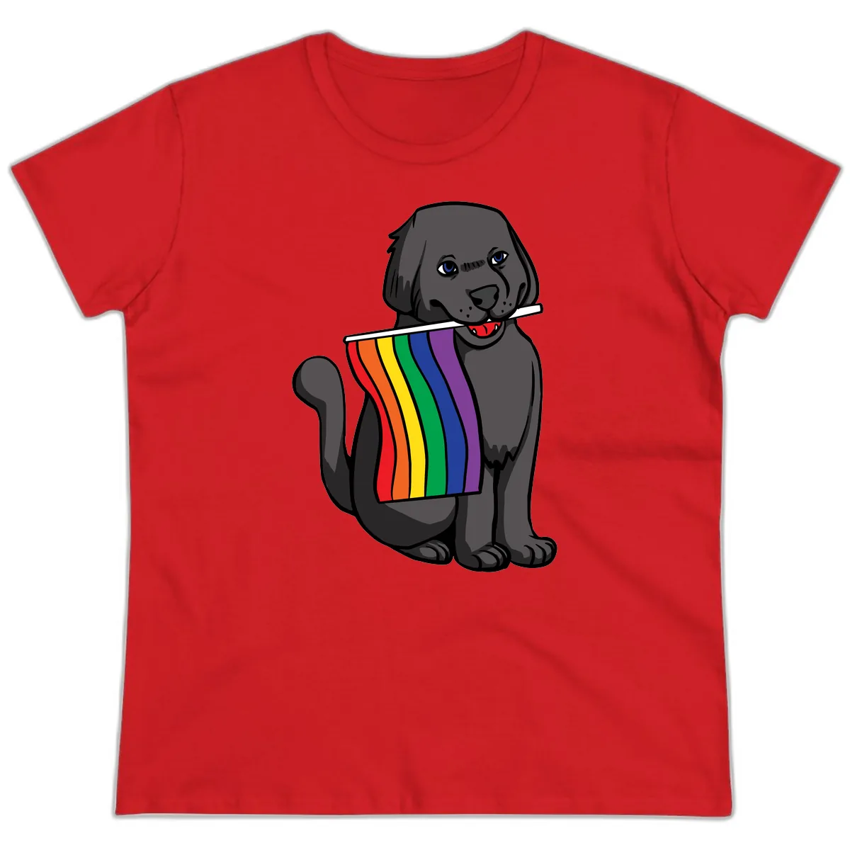Rainbow Pride Pup Ladies Tee in Red