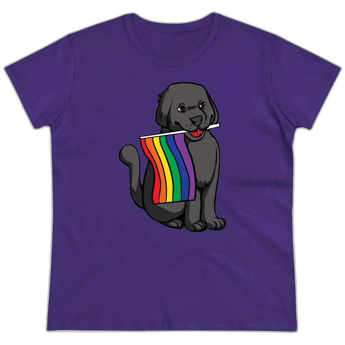 Rainbow Pride Pup Ladies Tee in Purple