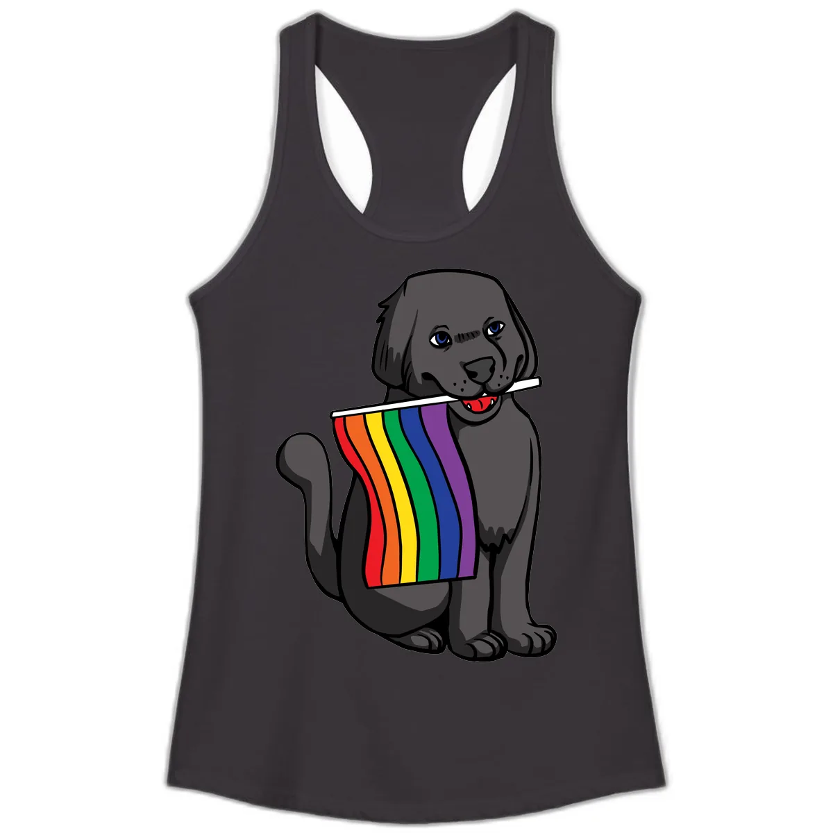 Rainbow Pride Pup Ladies Tank in Black