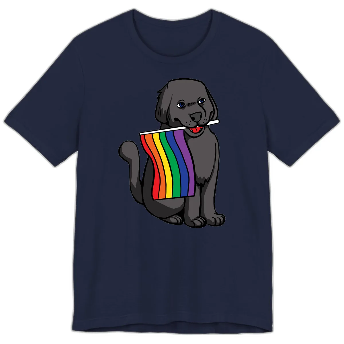 Rainbow Pride Pup Premium T-Shirt in Navy