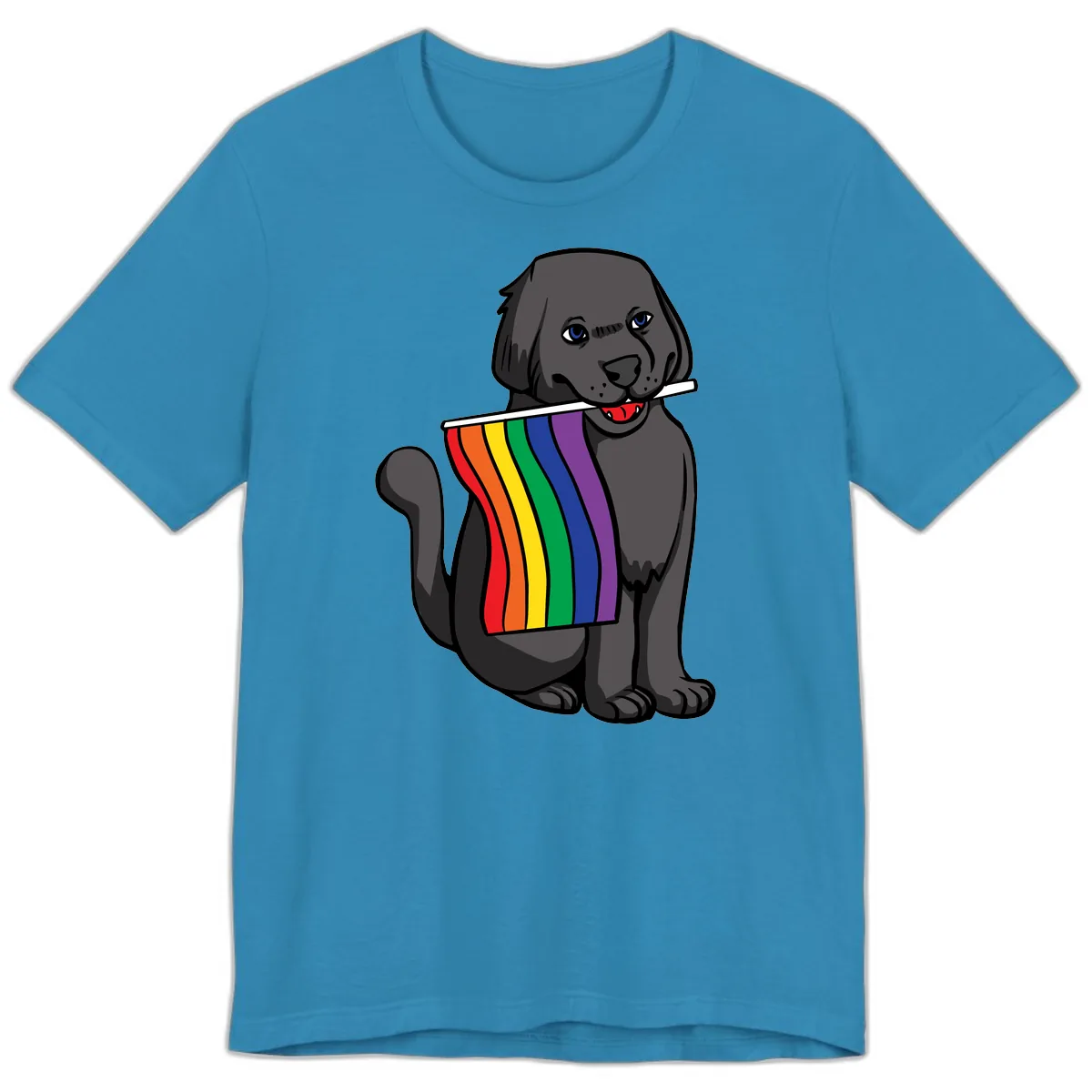 Rainbow Pride Pup Premium T-Shirt in Aqua