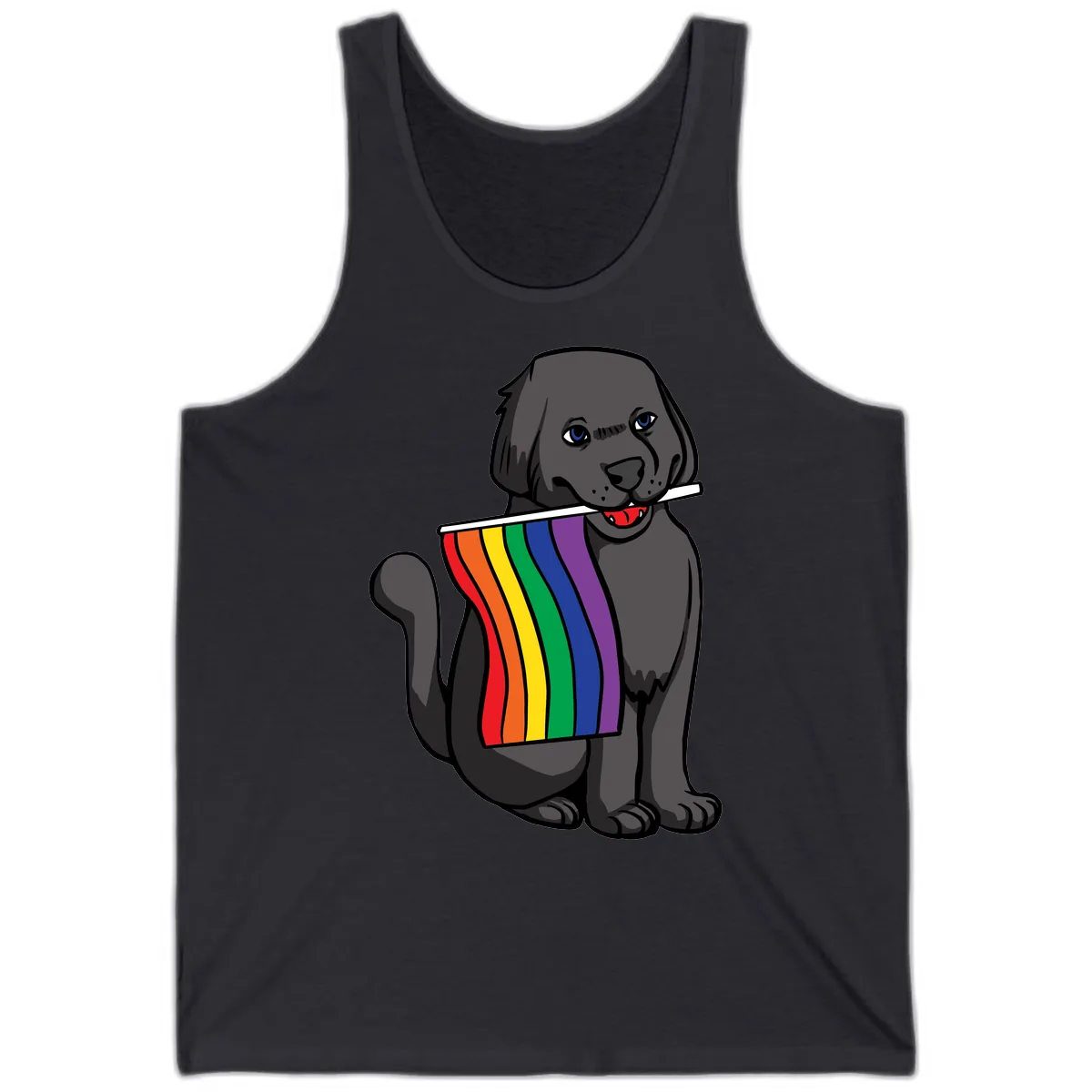 Rainbow Pride Pup Tank in Dark Grey