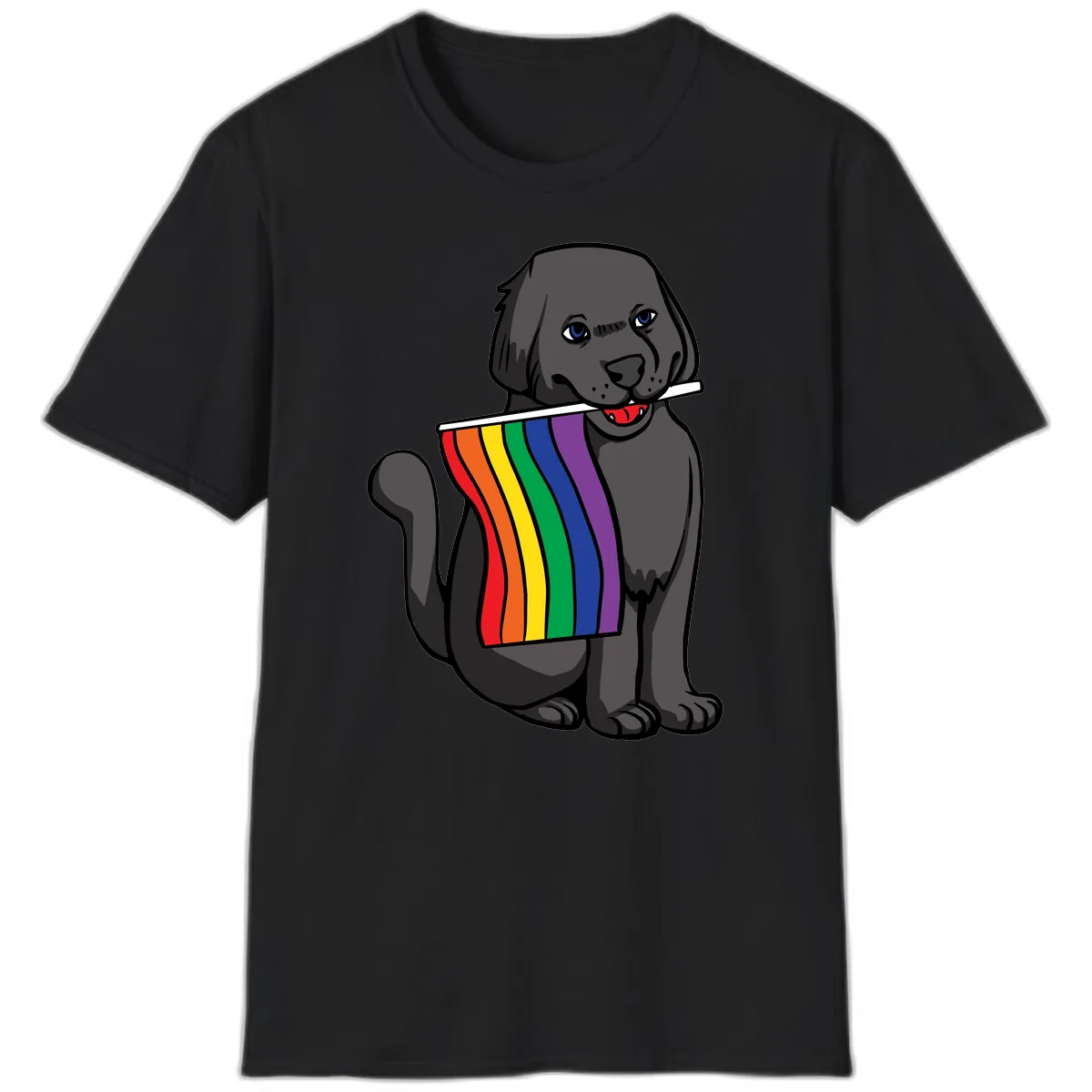 Rainbow Pride Pup T-Shirt in Black