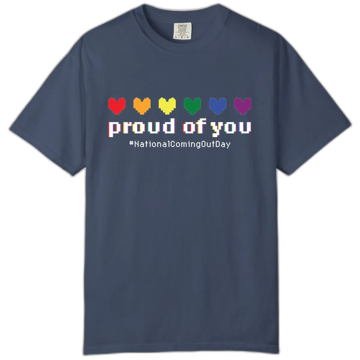 Proud Of You Rainbow Hearts Comfort Color in Midnight