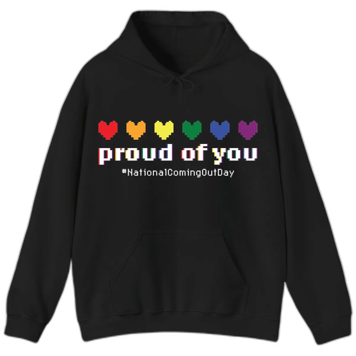Proud Of You Rainbow Hearts Hoodie in Black