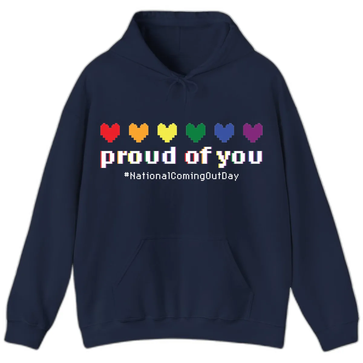 Proud Of You Rainbow Hearts Hoodie in Navy