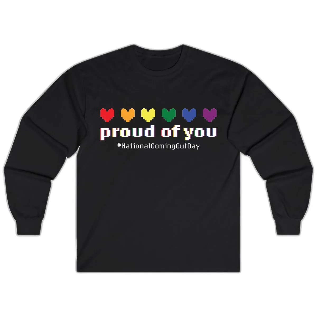 Proud Of You Rainbow Hearts Long Sleeve in Black