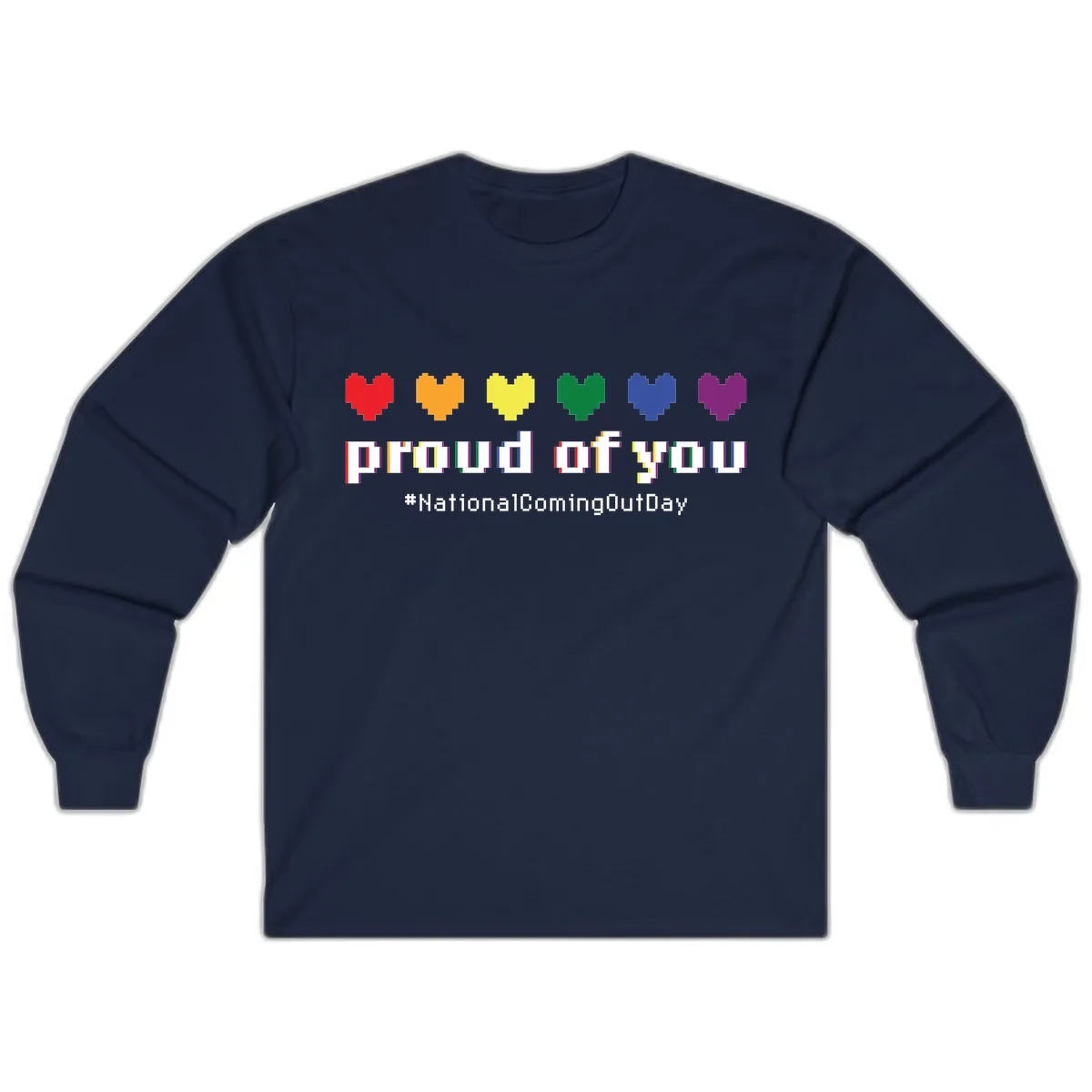 Proud Of You Rainbow Hearts Long Sleeve in Navy