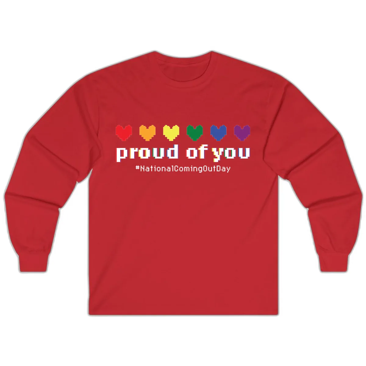 Proud Of You Rainbow Hearts Long Sleeve in Red