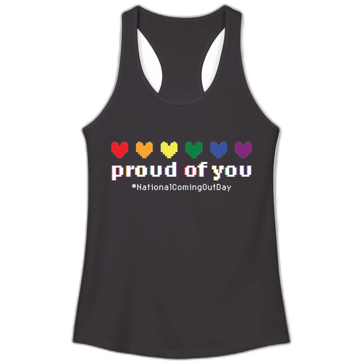 Proud Of You Rainbow Hearts Ladies Tank in Black