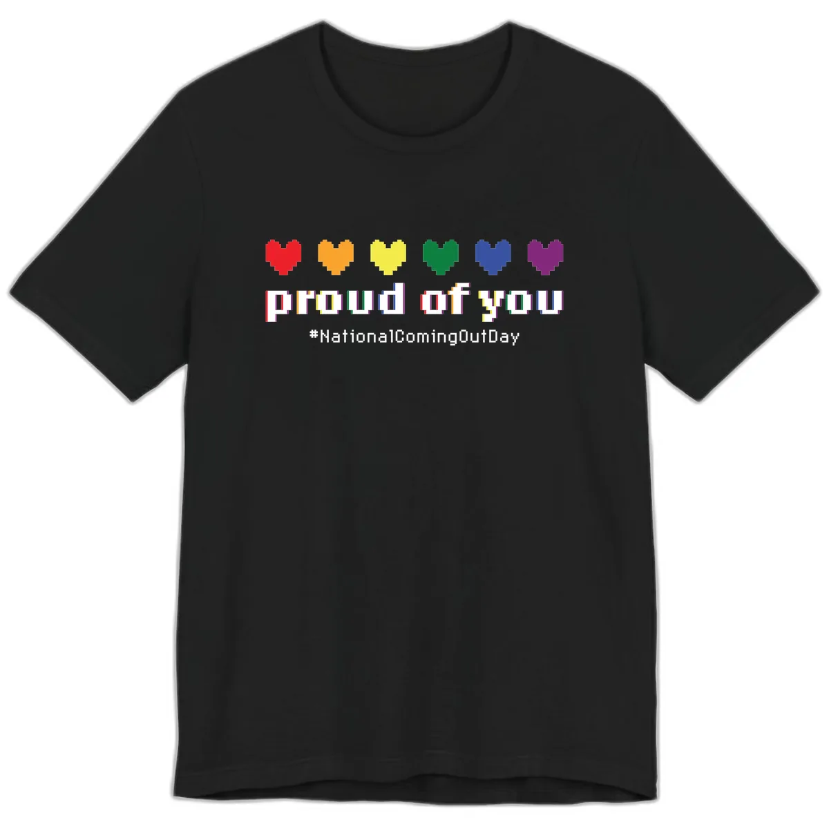 Proud Of You Rainbow Hearts Premium T-Shirt in Black
