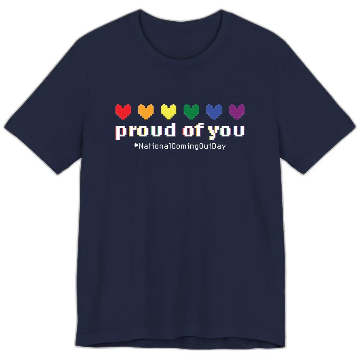 Proud Of You Rainbow Hearts Premium T-Shirt in Navy