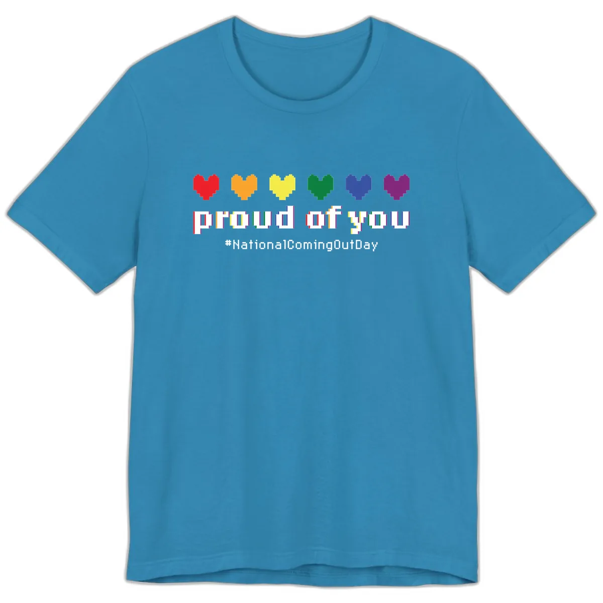 Proud Of You Rainbow Hearts Premium T-Shirt in Aqua