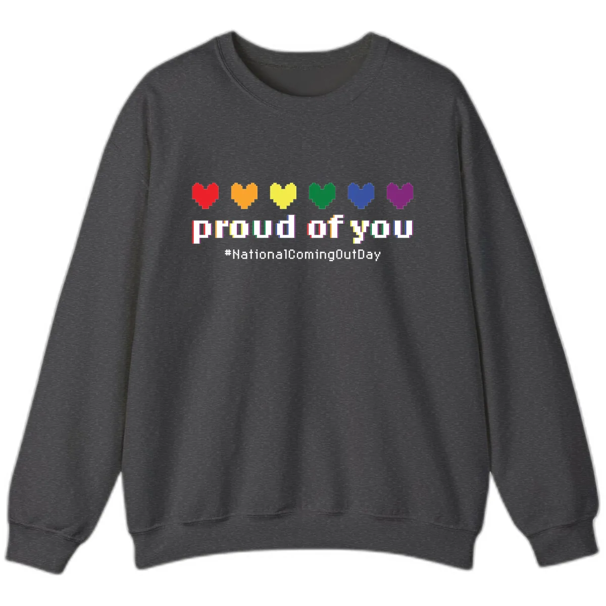 Proud Of You Rainbow Hearts Sweatshirt in Dark Heather