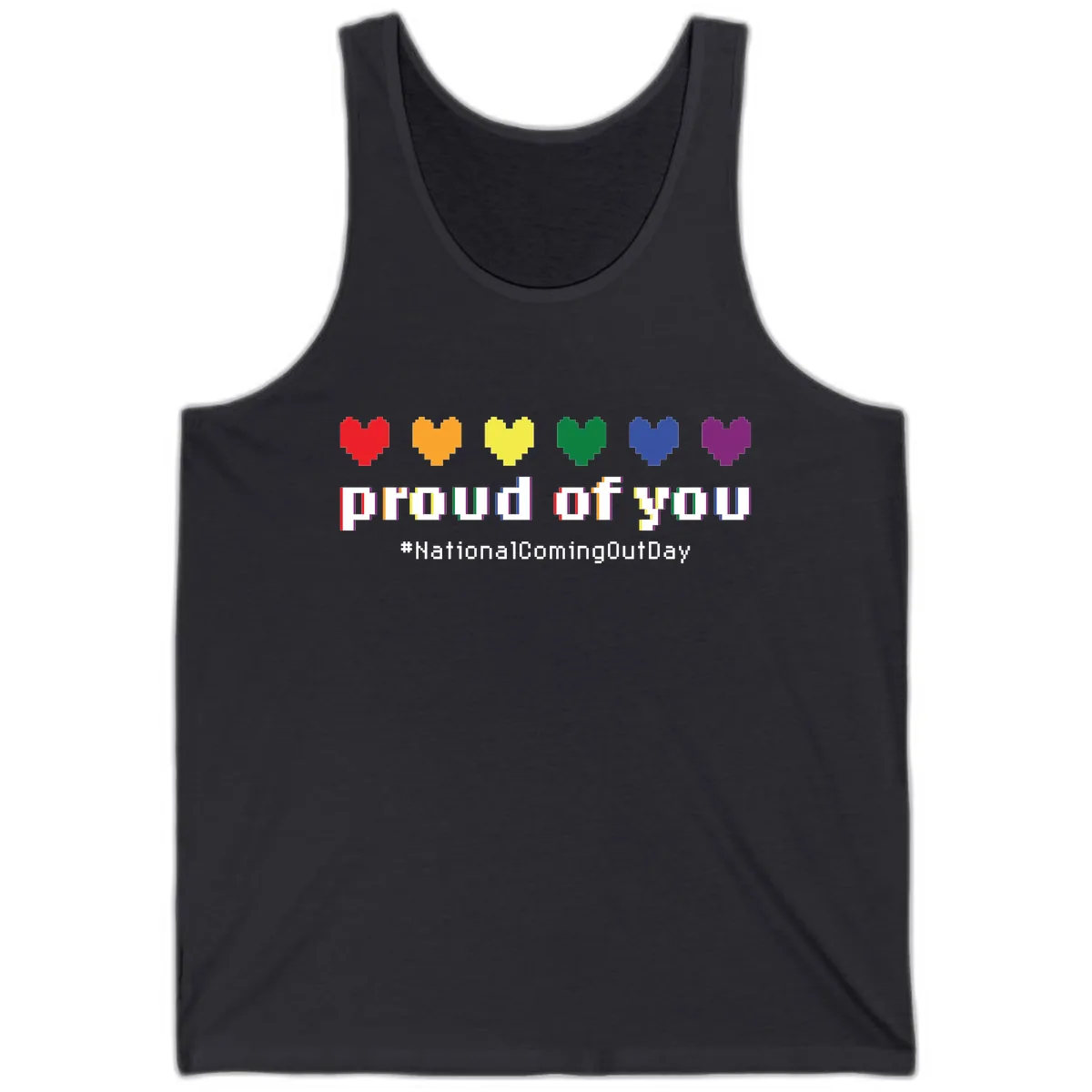 Proud Of You Rainbow Hearts Tank in Dark Grey
