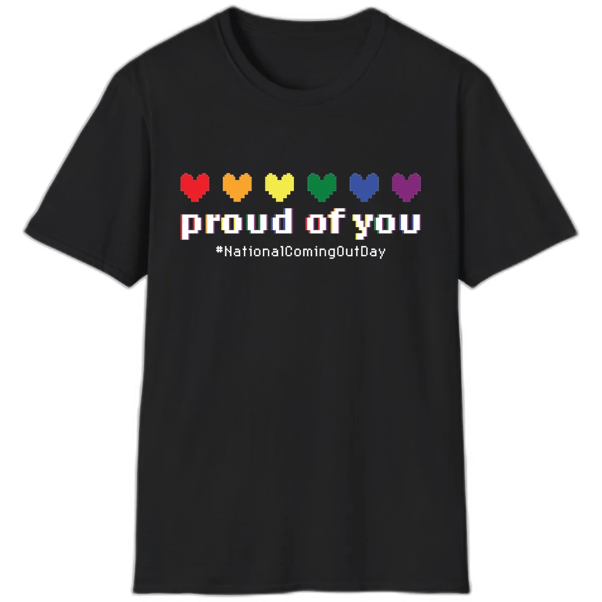 Proud Of You Rainbow Hearts T-Shirt in Black