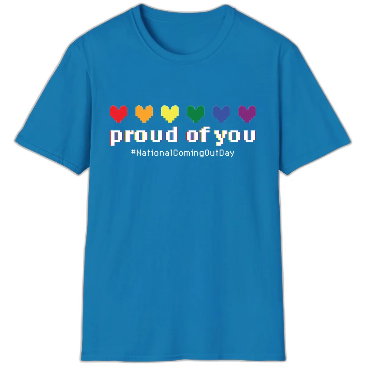 Proud Of You Rainbow Hearts T-Shirt in Sapphire
