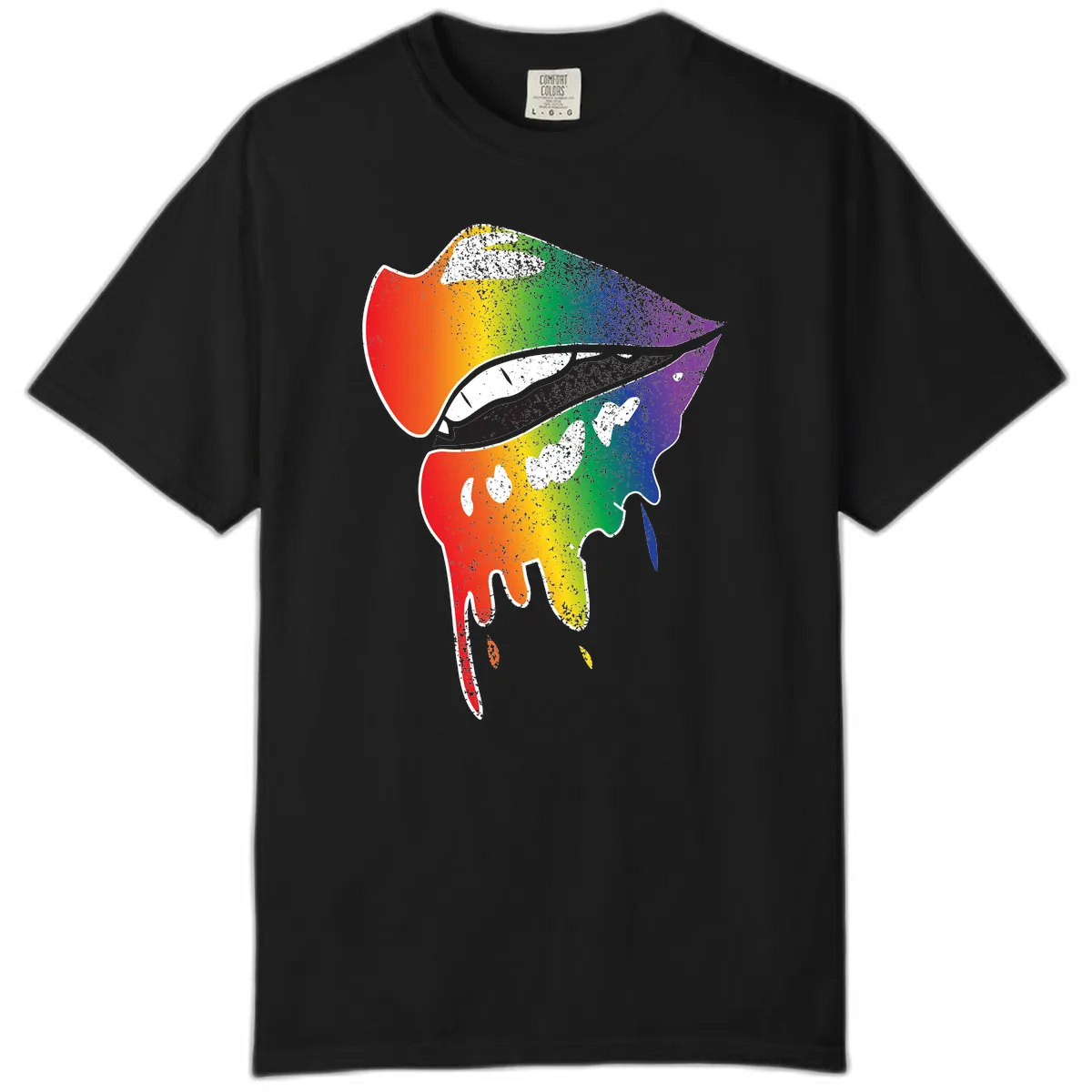 Rainbow Fish Pride Portrait Comfort Color in Black