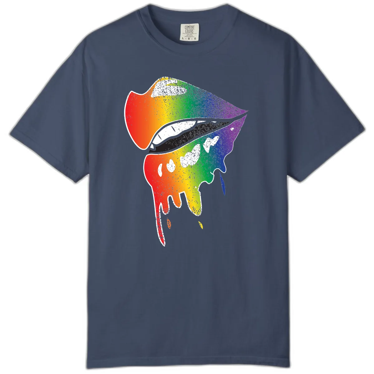 Rainbow Fish Pride Portrait Comfort Color in Midnight
