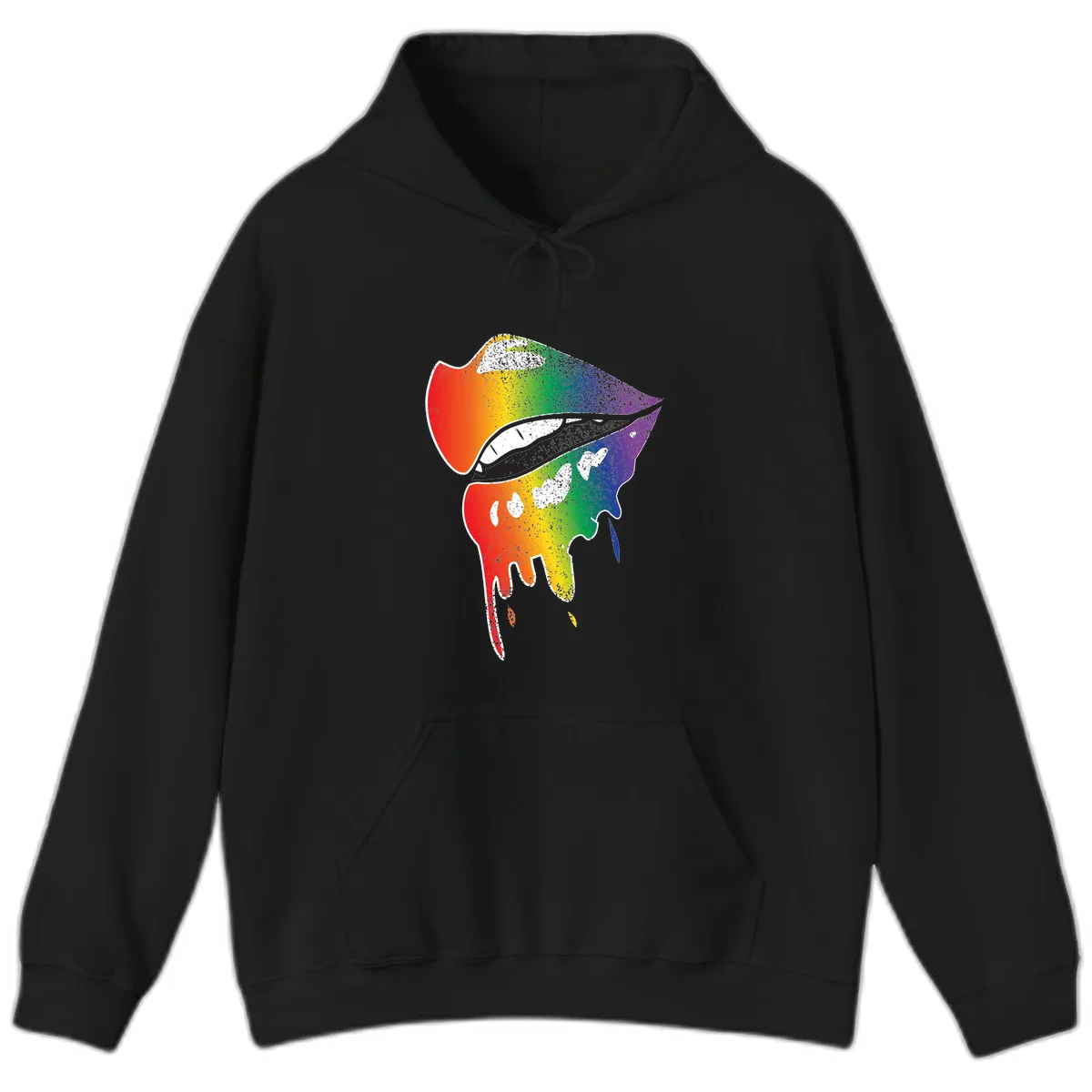 Rainbow Fish Pride Portrait Hoodie in Black