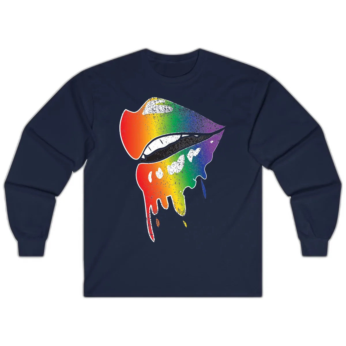 Rainbow Fish Pride Portrait Long Sleeve in Navy