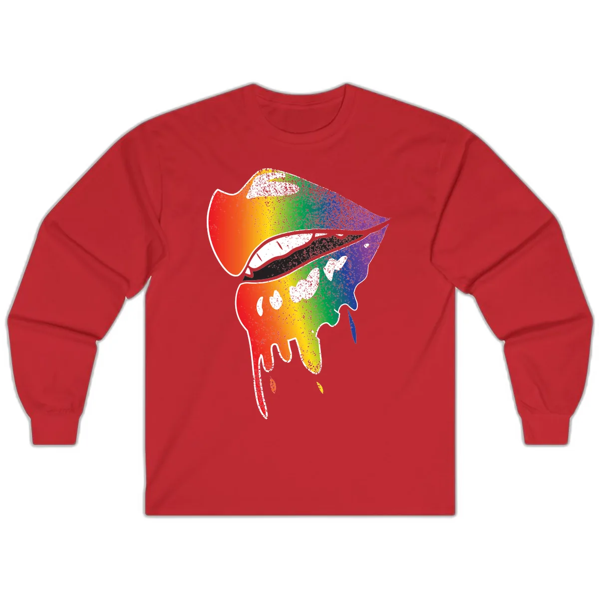 Rainbow Fish Pride Portrait Long Sleeve in Red