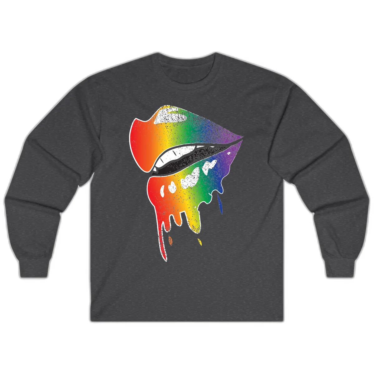 Rainbow Fish Pride Portrait Long Sleeve in Dark Heather