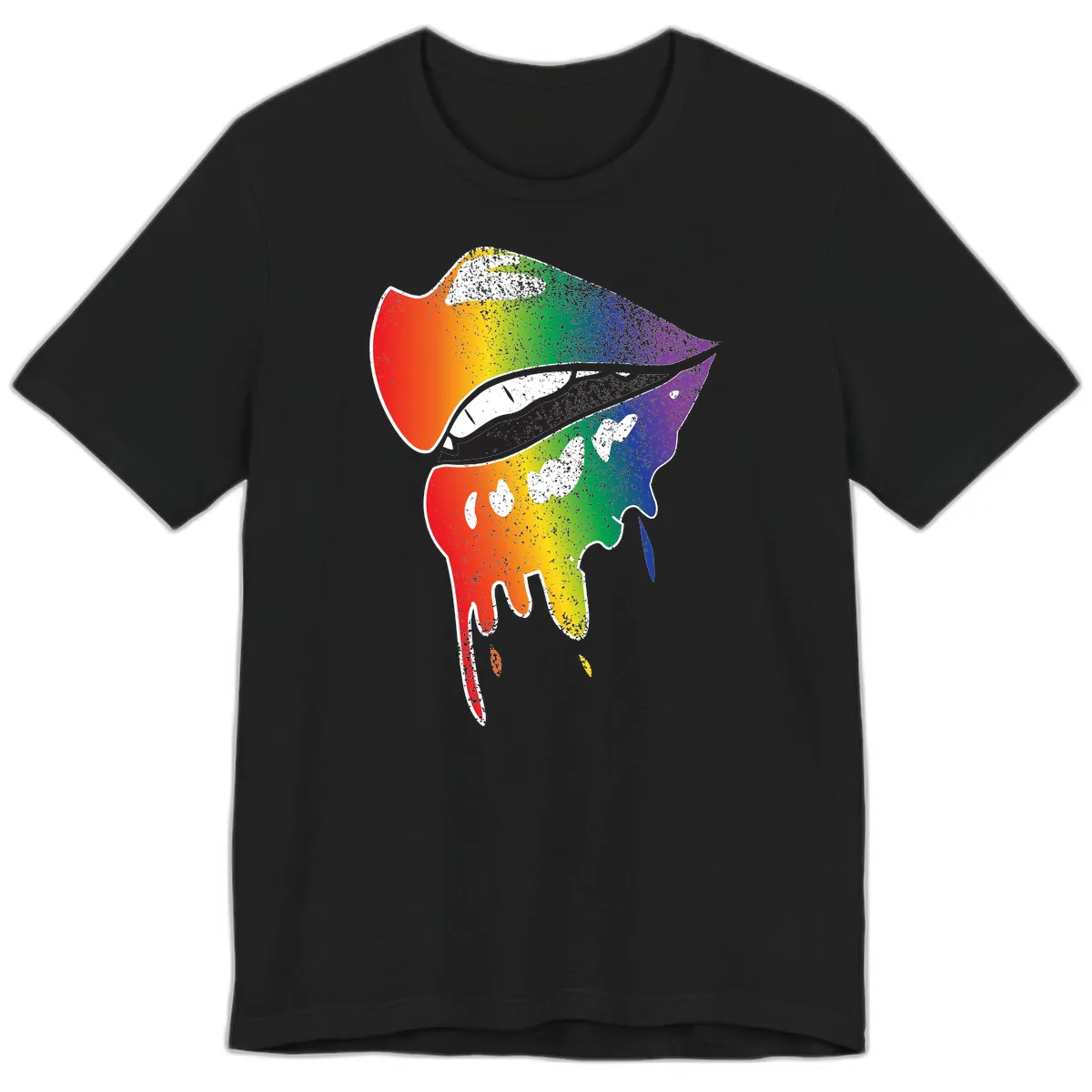 Rainbow Fish Pride Portrait Premium T-Shirt in Black